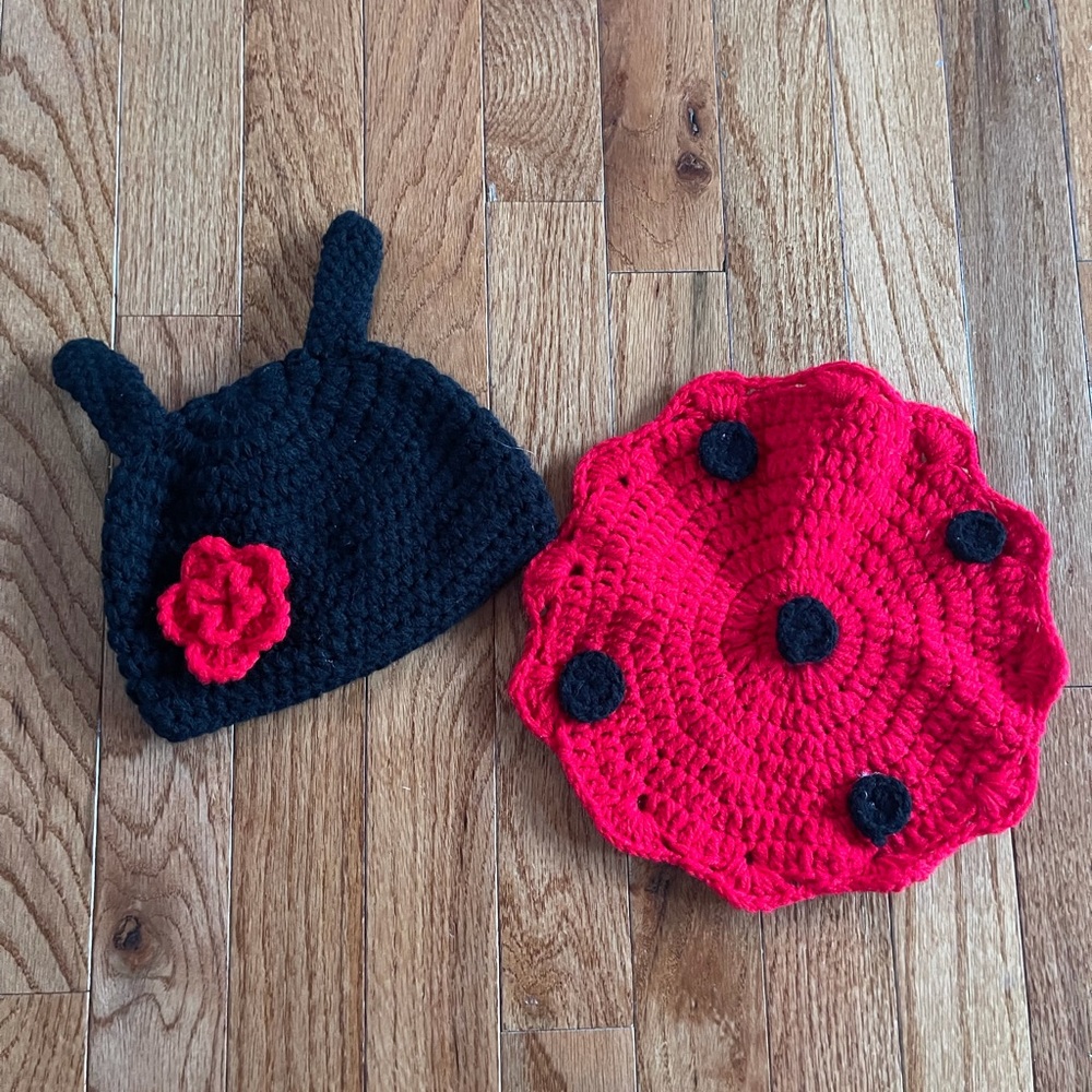 Baby Lady bug Hat with matching diaper cover